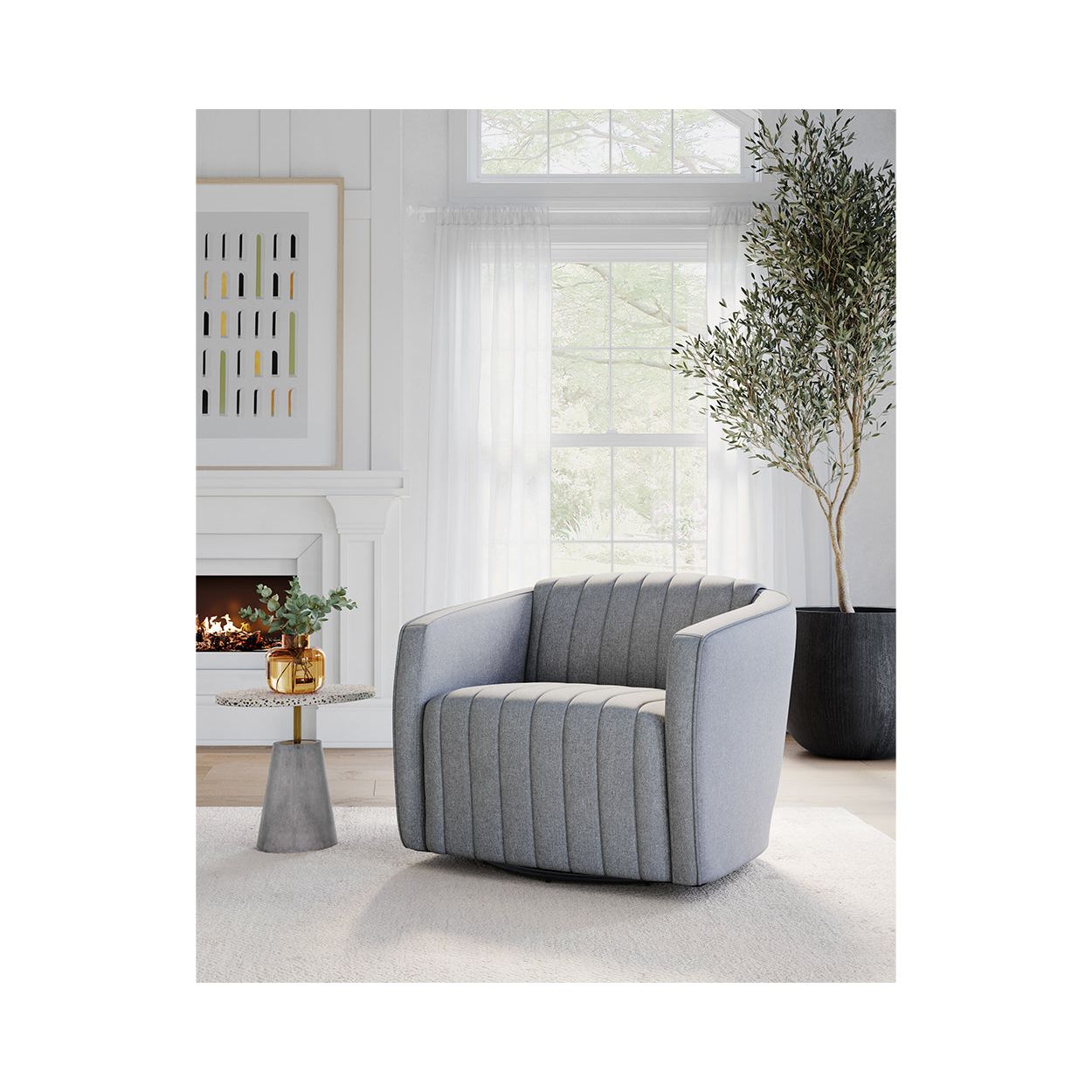 Fauteuil de salon contemporain rembourré pivotant avec rotation à 360° pour le salon
