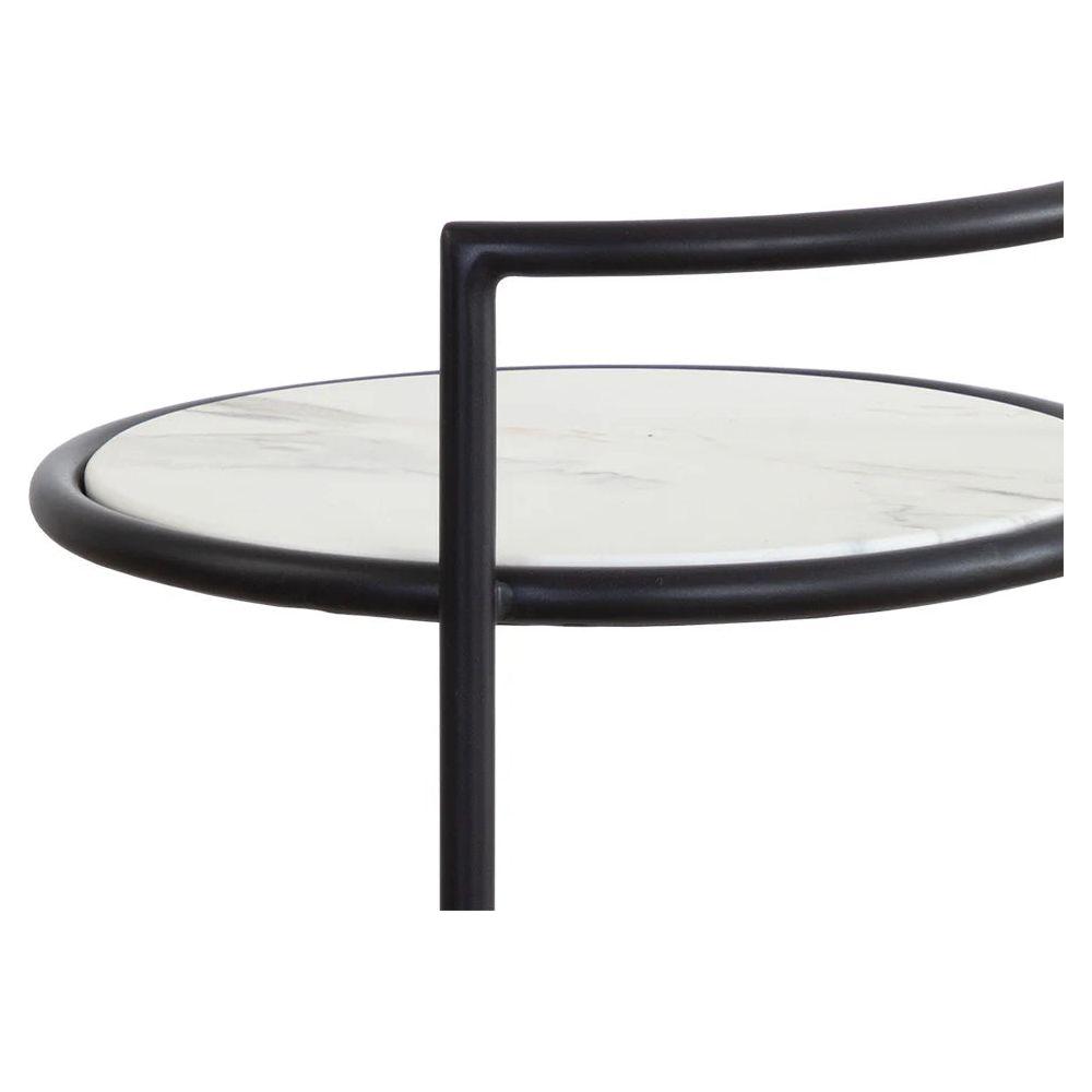 Table d'appoint d'extérieur moderne en béton et métal avec plateau rond et étagère pour terrasse