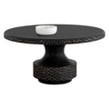 Table à manger d'extérieur moderne en béton et verre avec piètement rond en métal pour patio