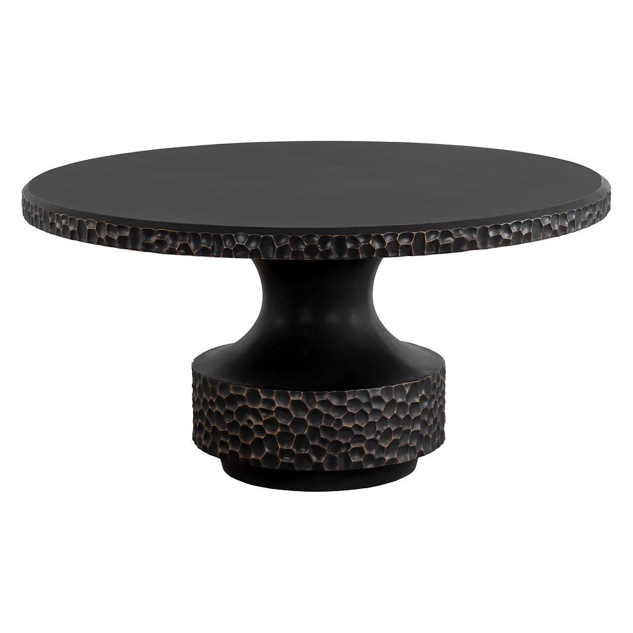 Table à manger d'extérieur moderne en béton et verre avec piètement rond en métal pour patio