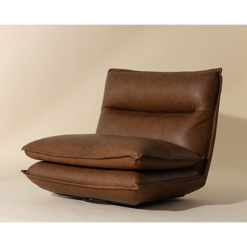 Fauteuil pivotant moderne en cuir et métal sans accoudoirs avec rotation à 360° pour salon
