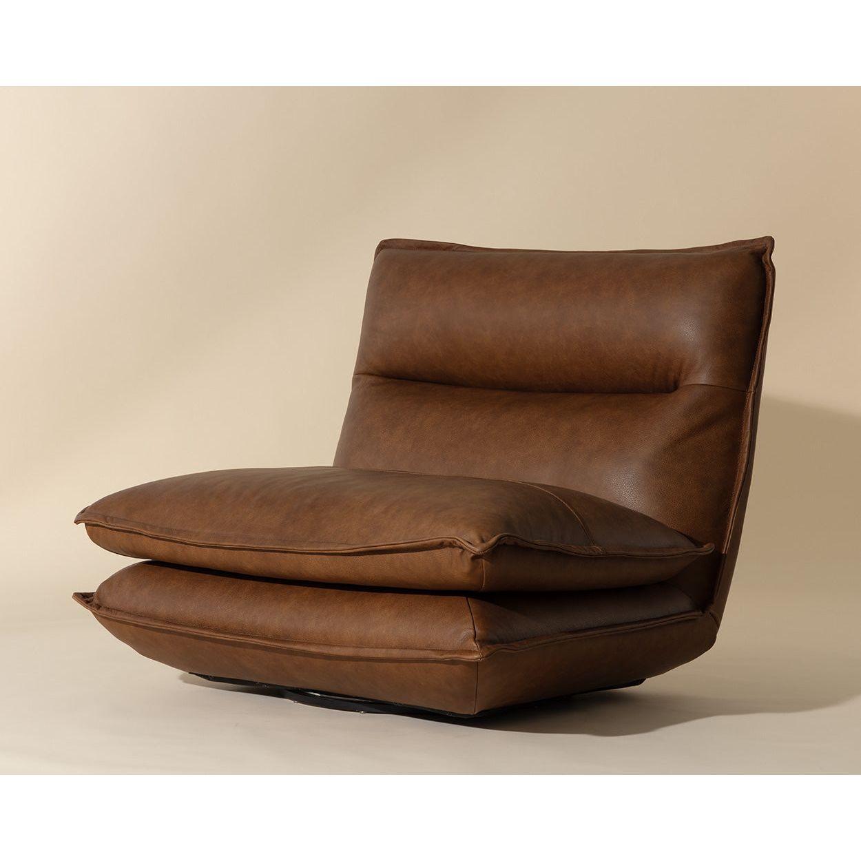 Fauteuil pivotant moderne en cuir et métal sans accoudoirs avec rotation à 360° pour salon