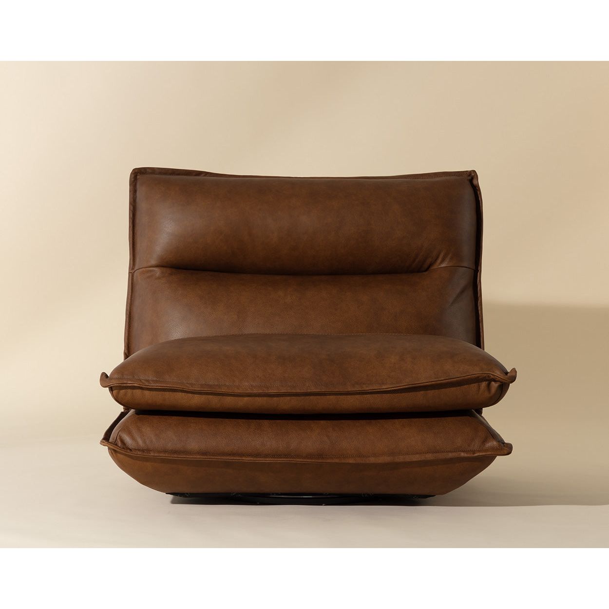 Fauteuil pivotant moderne en cuir et métal sans accoudoirs avec rotation à 360° pour salon