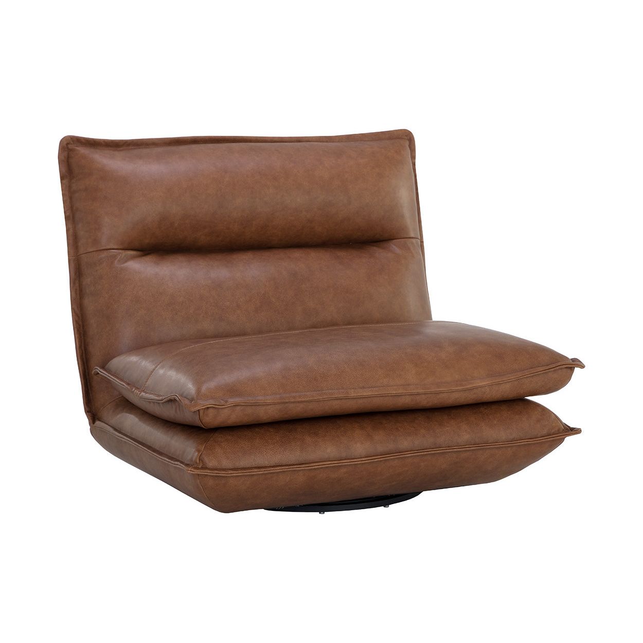 Fauteuil pivotant moderne en cuir et métal sans accoudoirs avec rotation à 360° pour salon