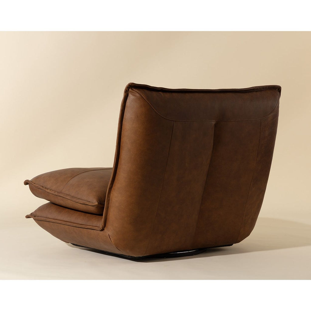 Fauteuil pivotant moderne en cuir et métal sans accoudoirs avec rotation à 360° pour salon