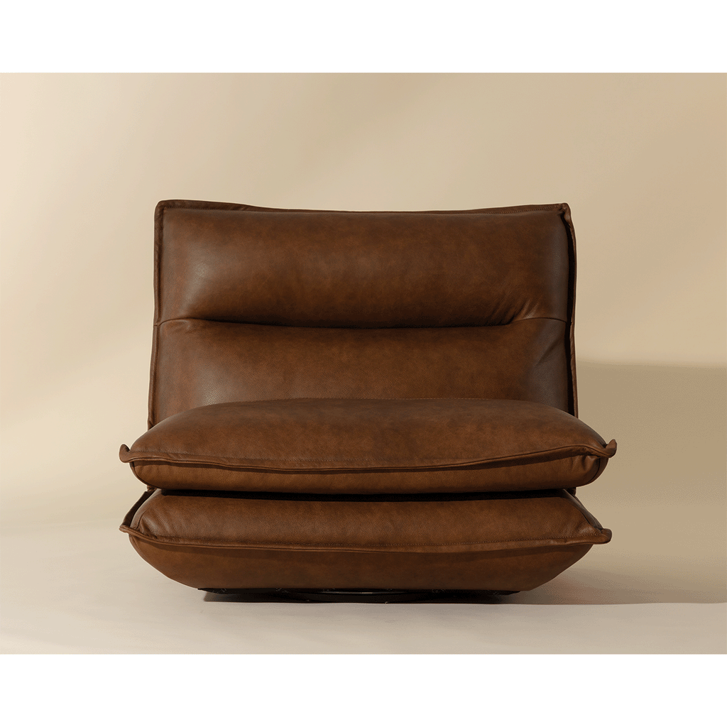 Fauteuil pivotant moderne en cuir et métal sans accoudoirs avec rotation à 360° pour salon