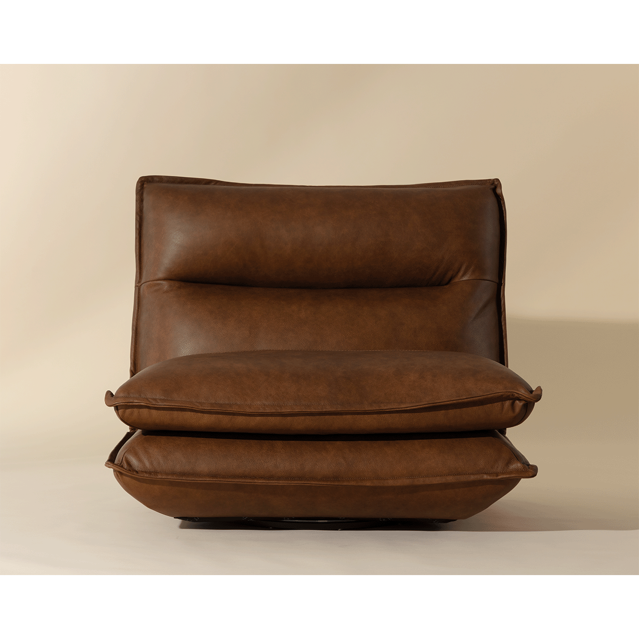 Fauteuil pivotant moderne en cuir et métal sans accoudoirs avec rotation à 360° pour salon
