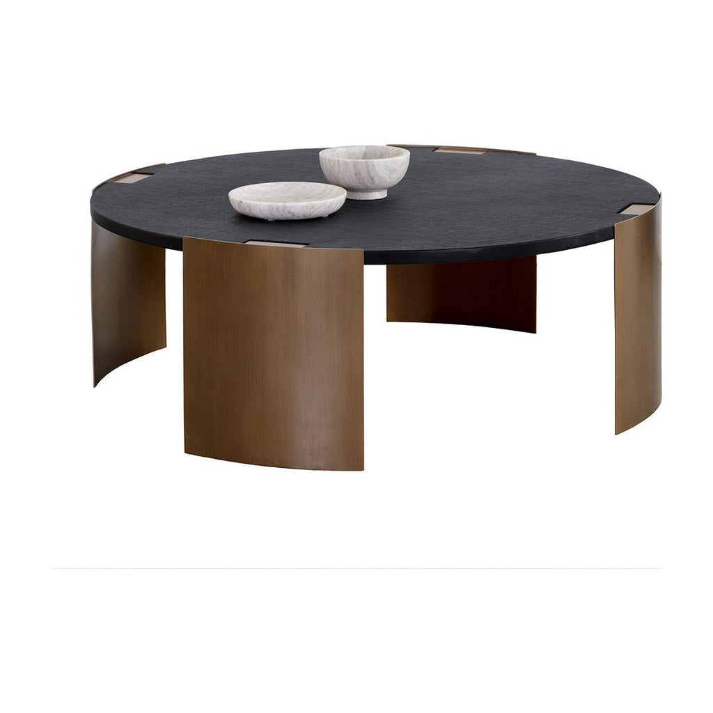 Table basse d'extérieur moderne en béton et métal avec plateau rond pour terrasse et jardin