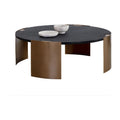 Table basse d'extérieur moderne en béton et métal avec plateau rond pour terrasse et jardin