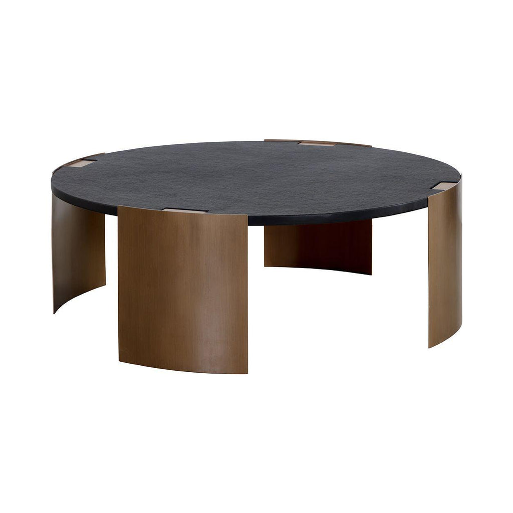 Table basse d'extérieur moderne en béton et métal avec plateau rond pour terrasse et jardin