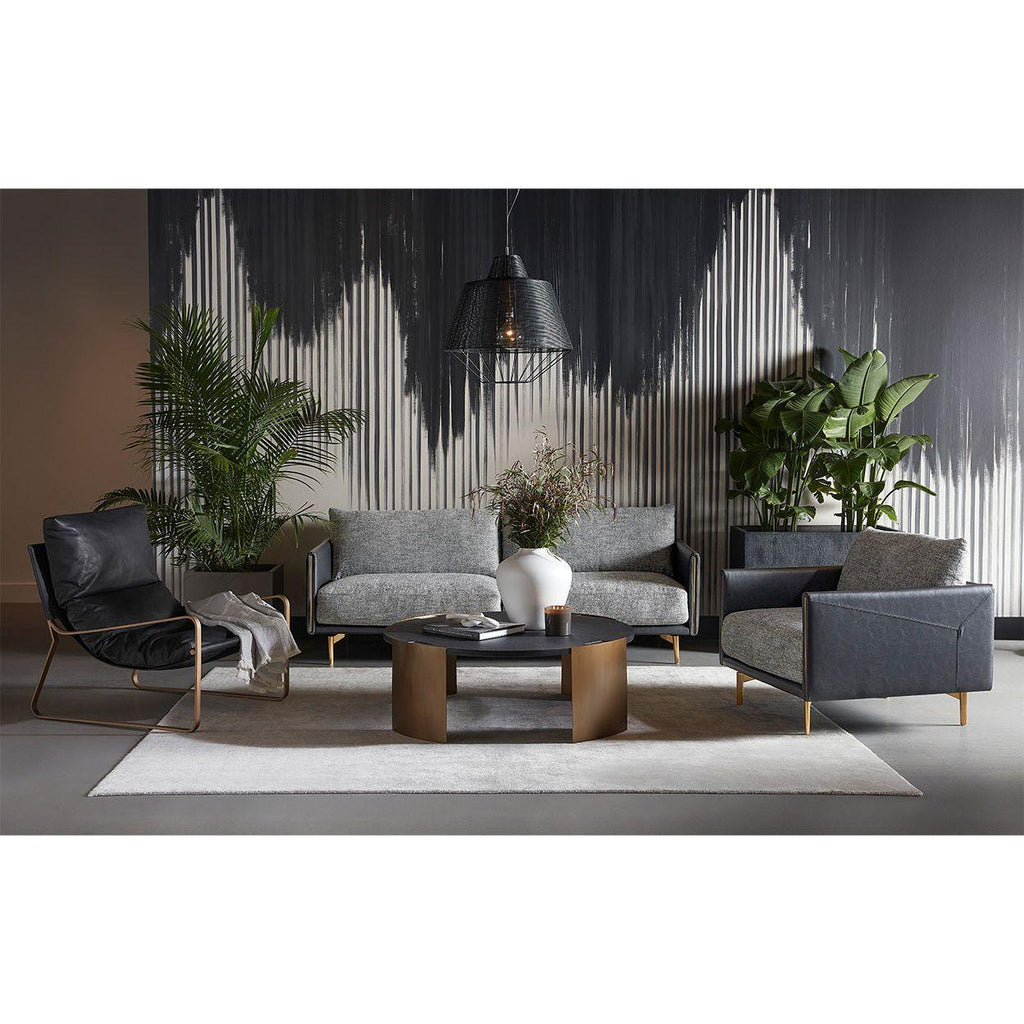 Table basse d'extérieur moderne en béton et métal avec plateau rond pour terrasse et jardin