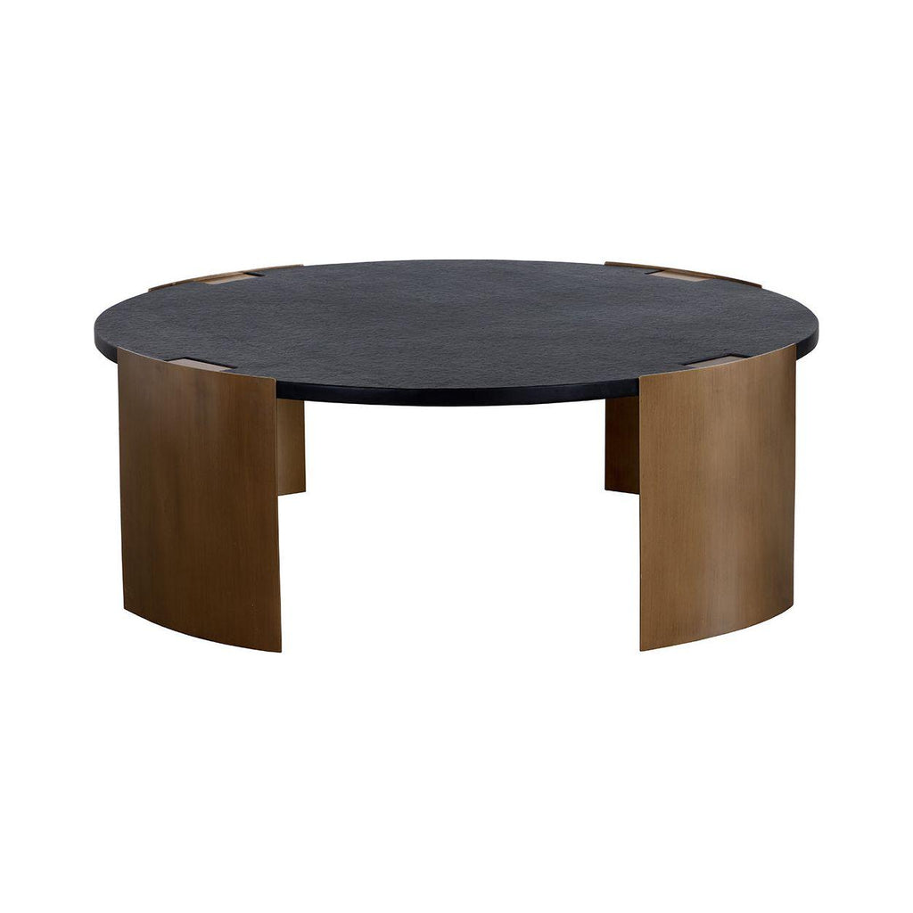 Table basse d'extérieur moderne en béton et métal avec plateau rond pour terrasse et jardin