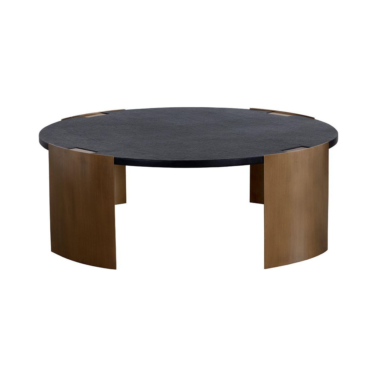 Table basse d'extérieur moderne en béton et métal avec plateau rond pour terrasse et jardin