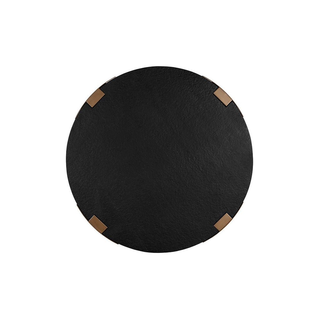 Table basse d'extérieur moderne en béton et métal avec plateau rond pour terrasse et jardin