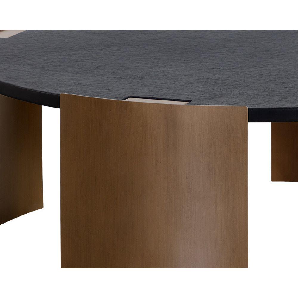 Table basse d'extérieur moderne en béton et métal avec plateau rond pour terrasse et jardin