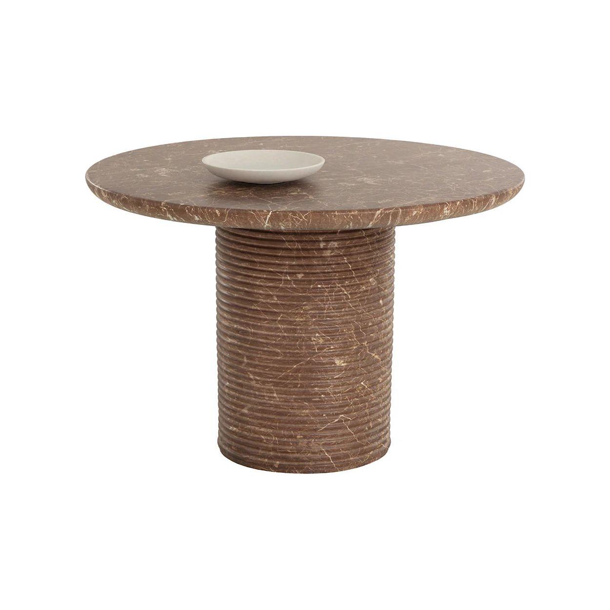 Table à manger d'extérieur moderne en béton imitation marbre avec plateau rond pour terrasse et jardin