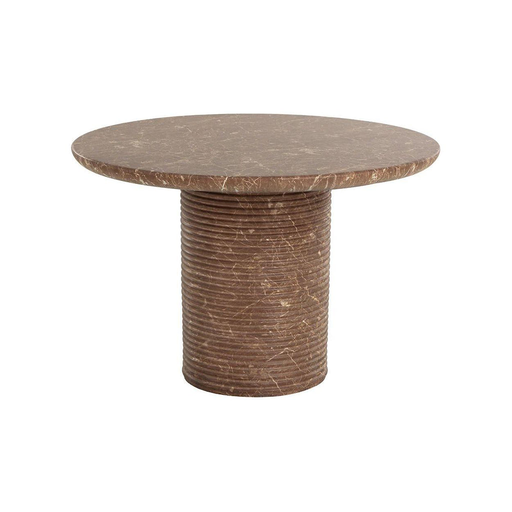 Table à manger d'extérieur moderne en béton imitation marbre avec plateau rond pour terrasse et jardin