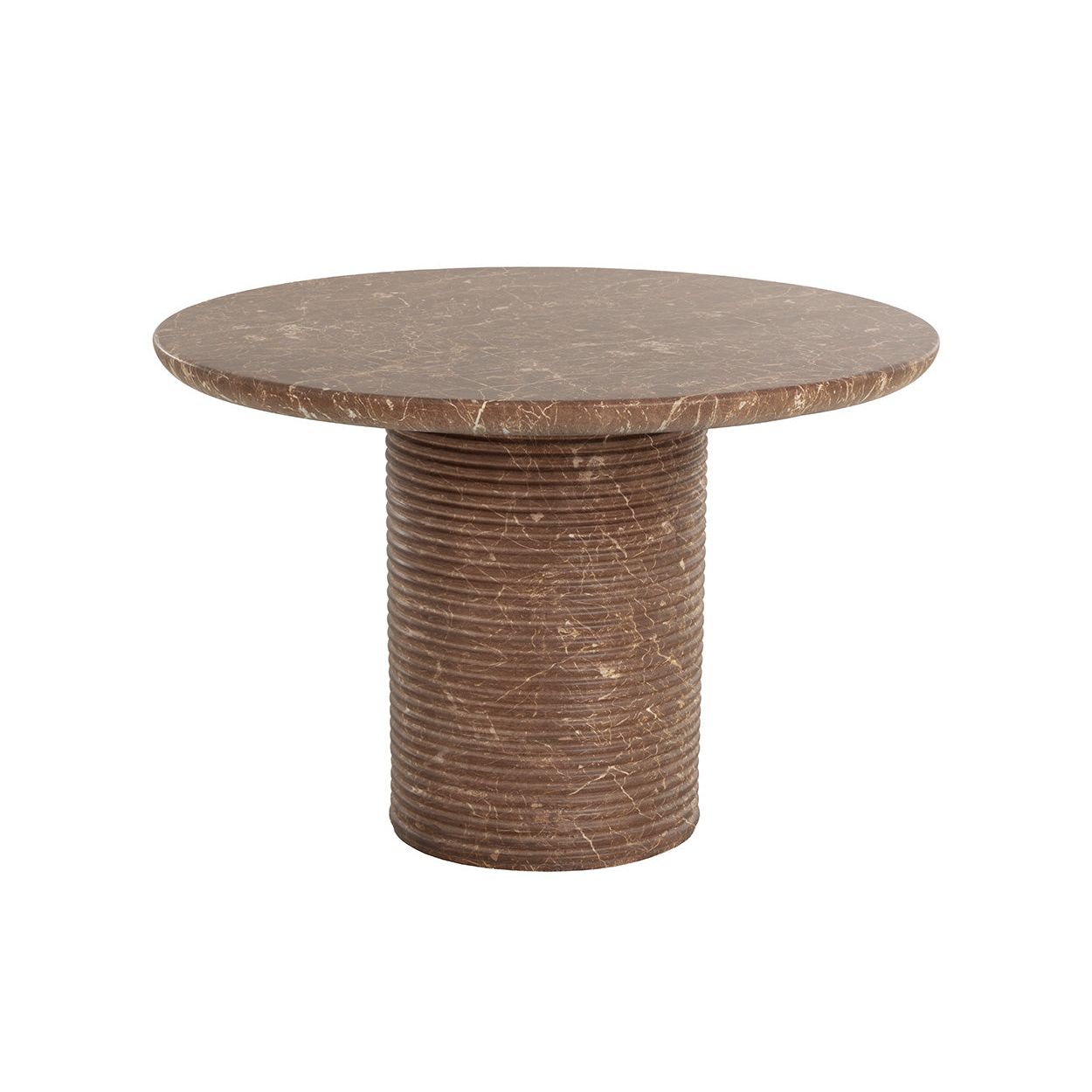 Table à manger d'extérieur contemporaine en béton imitation marbre avec plateau rond pour terrasse