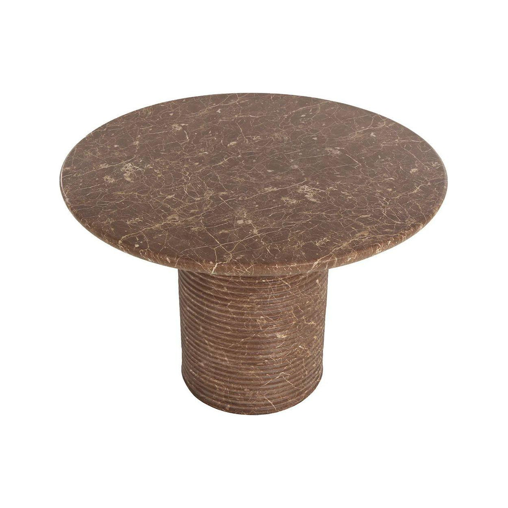 Table à manger d'extérieur moderne en béton imitation marbre avec plateau rond pour terrasse et jardin