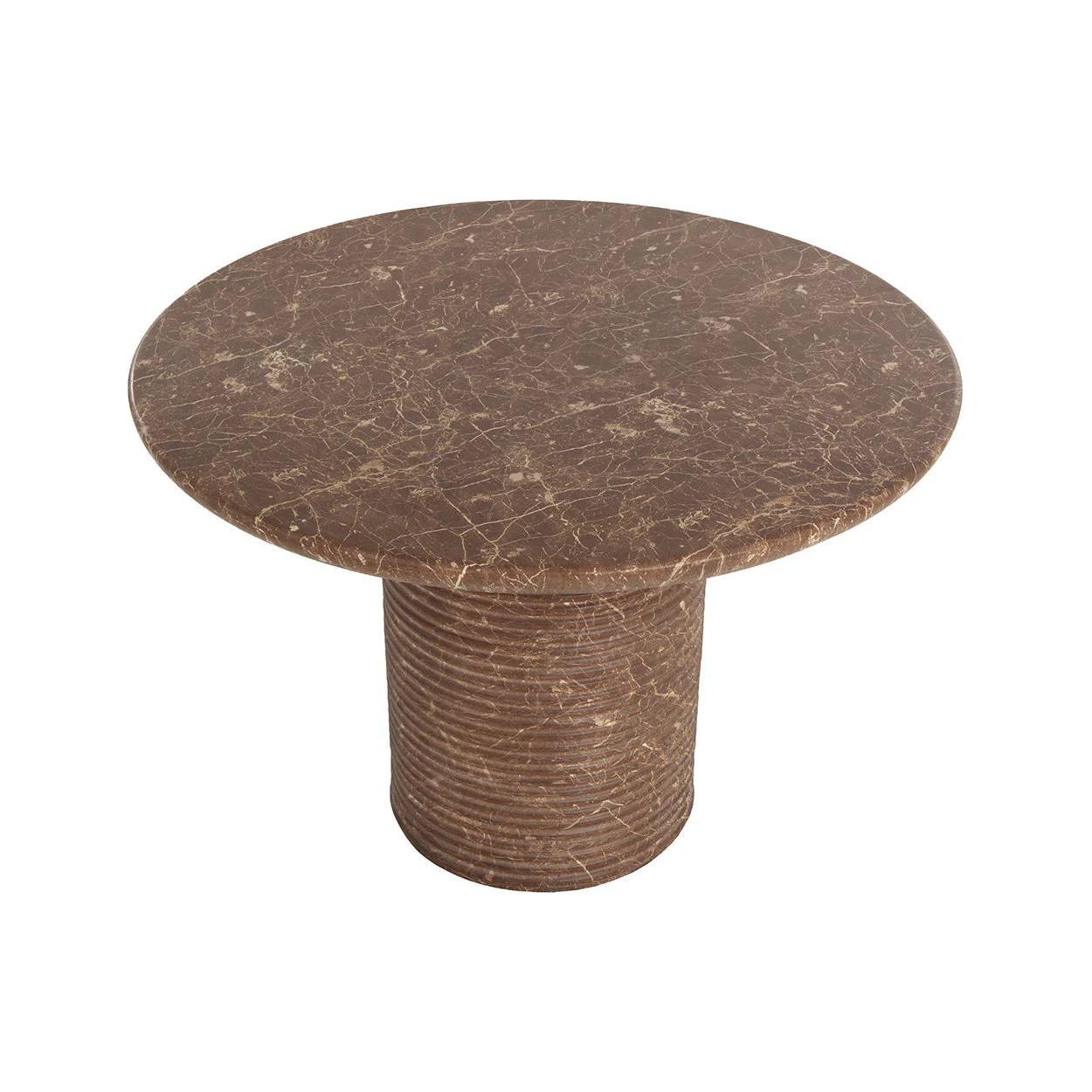 Table à manger d'extérieur moderne en béton imitation marbre avec plateau rond pour terrasse et jardin