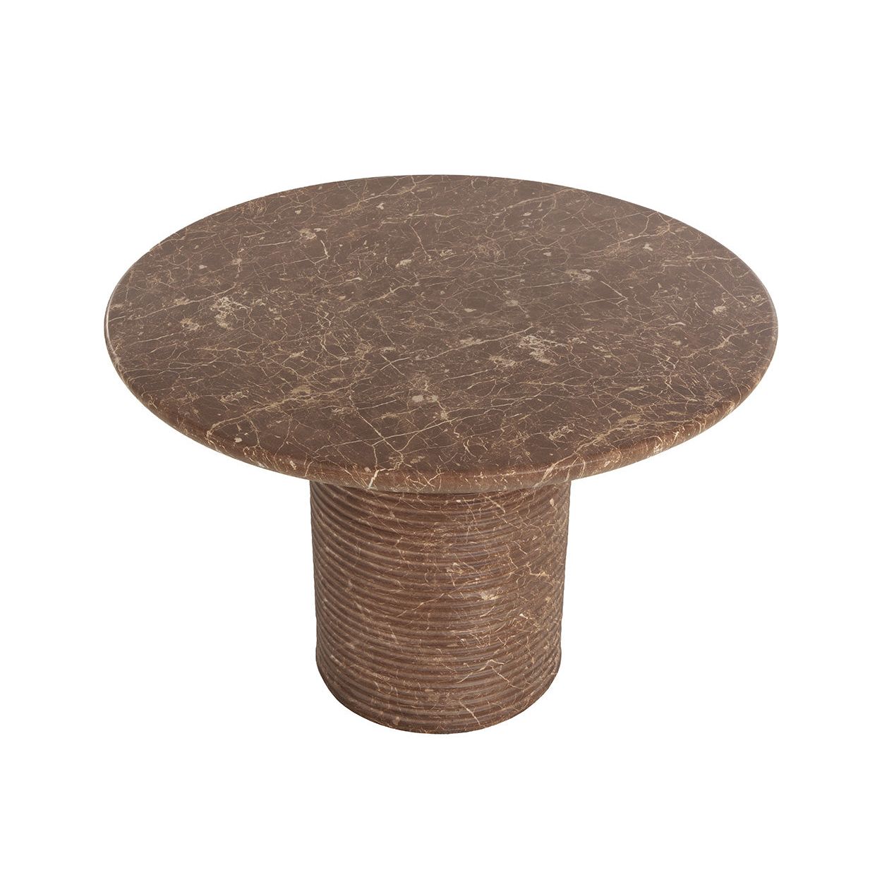 Table à manger d'extérieur contemporaine en béton imitation marbre avec plateau rond pour terrasse