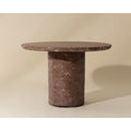 Table à manger d'extérieur contemporaine en béton imitation marbre avec plateau rond pour terrasse