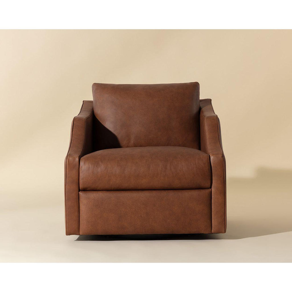 Fauteuil pivotant moderne en cuir avec rotation à 360° pour salon