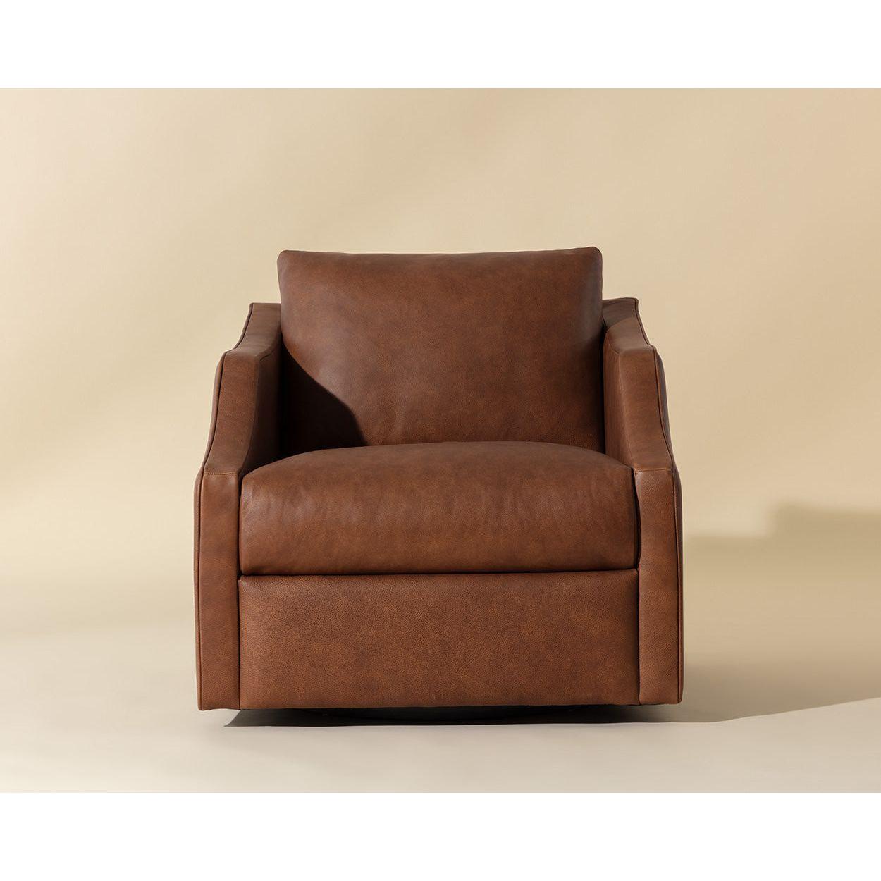 Fauteuil pivotant moderne en cuir avec rotation à 360° pour salon