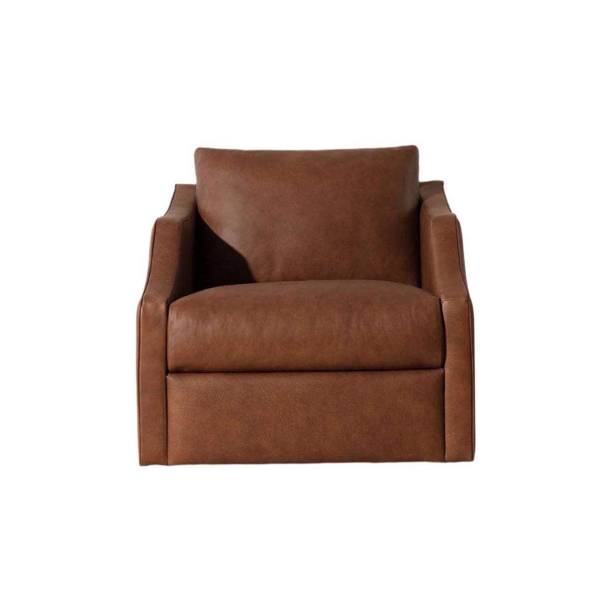 Fauteuil pivotant moderne en cuir avec rotation à 360° pour salon