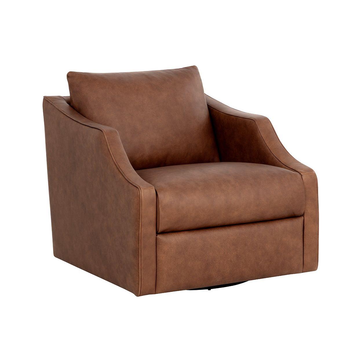 Fauteuil pivotant moderne en cuir avec rotation à 360° pour salon
