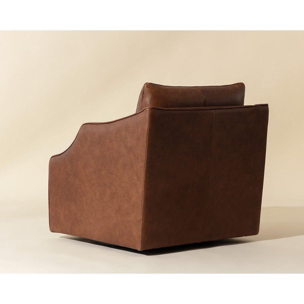 Fauteuil pivotant moderne en cuir avec rotation à 360° pour salon