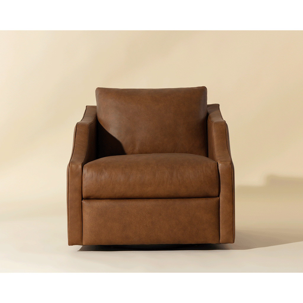 Fauteuil pivotant moderne en cuir avec rotation à 360° pour salon