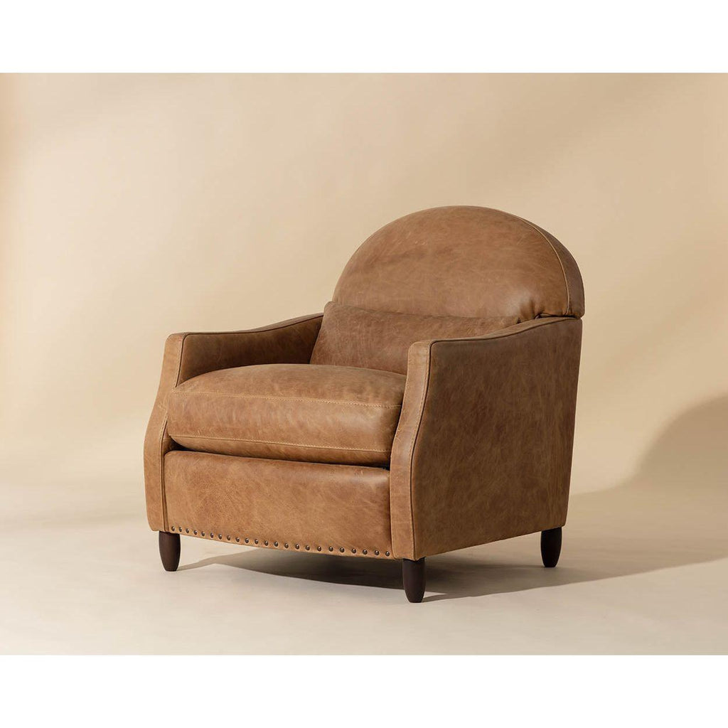 Fauteuil de salon traditionnel en cuir et bois avec cadre en bois massif pour salon