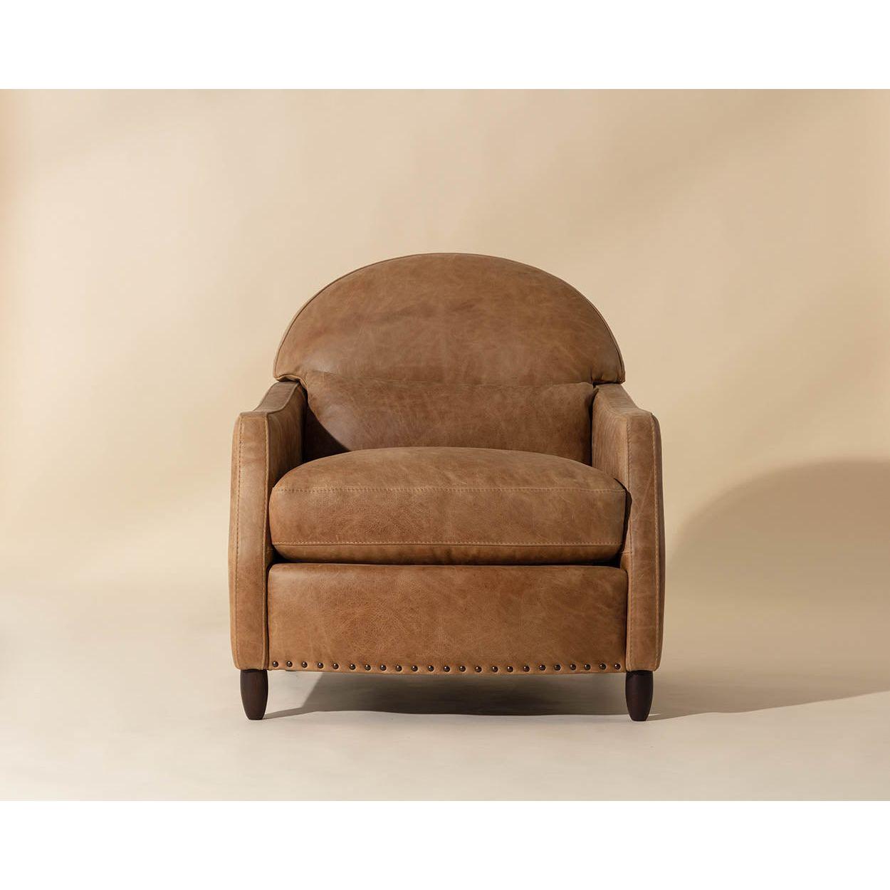 Fauteuil de salon traditionnel en cuir et bois avec cadre en bois massif pour salon