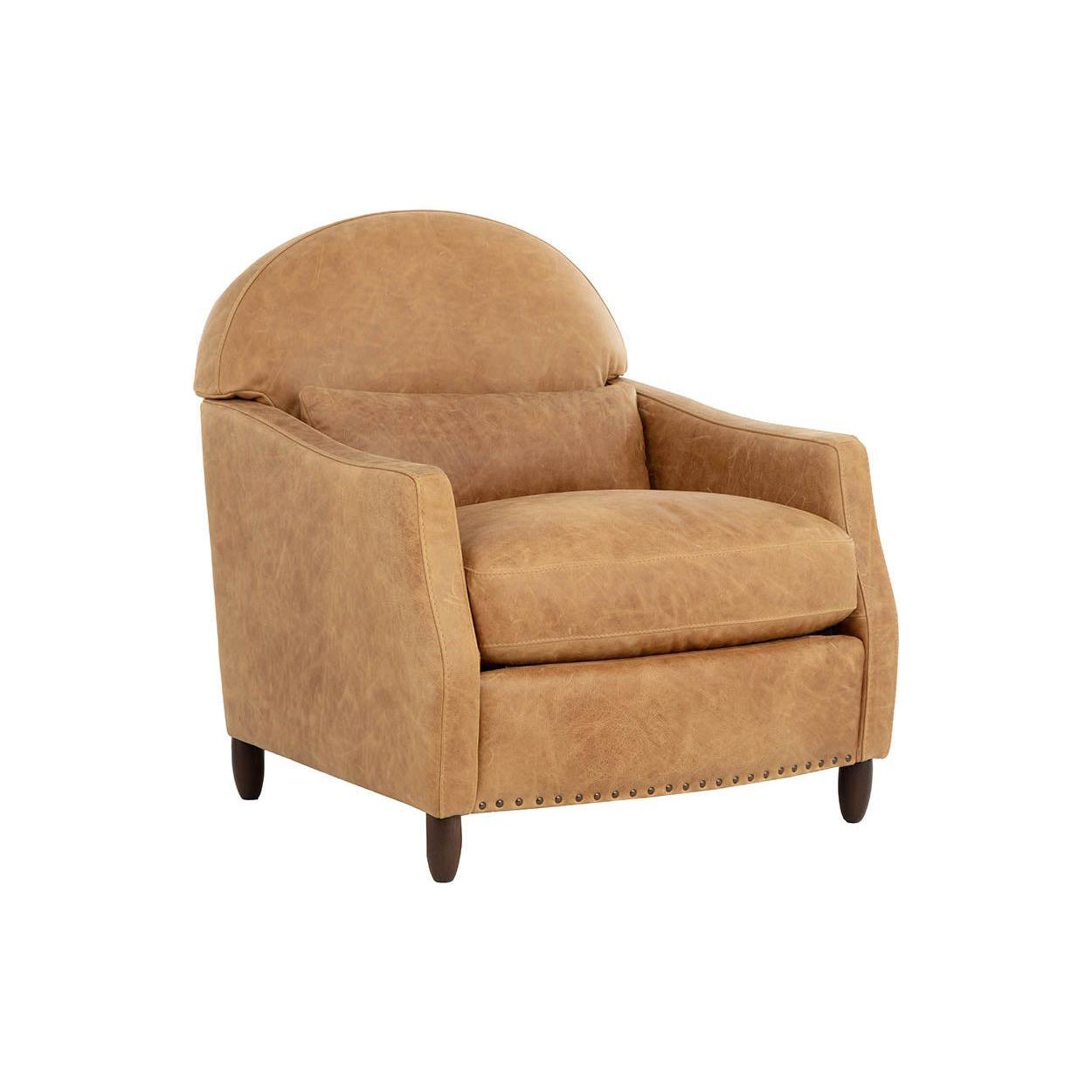 Fauteuil de salon traditionnel en cuir et bois avec cadre en bois massif pour salon