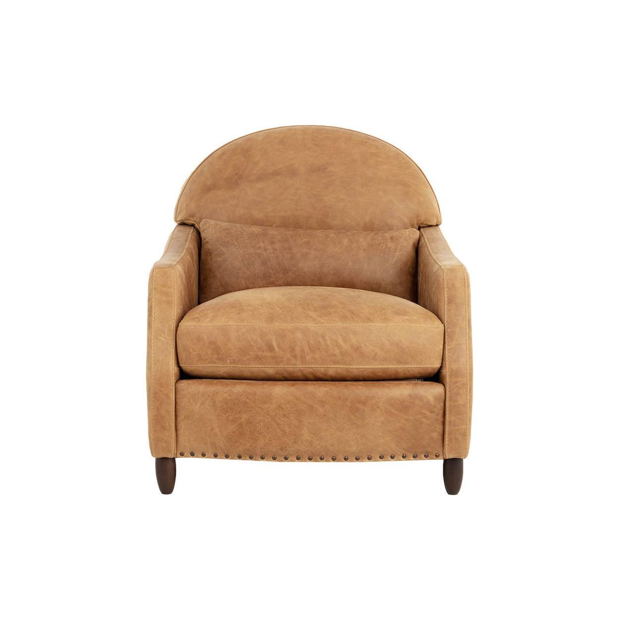 Fauteuil de salon traditionnel en cuir et bois avec cadre en bois massif pour salon