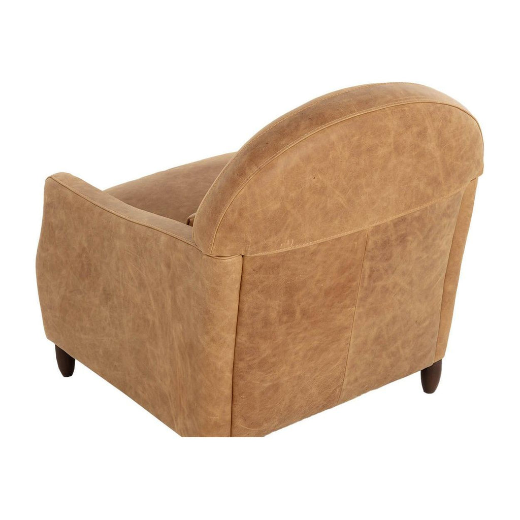 Fauteuil de salon traditionnel en cuir et bois avec cadre en bois massif pour salon