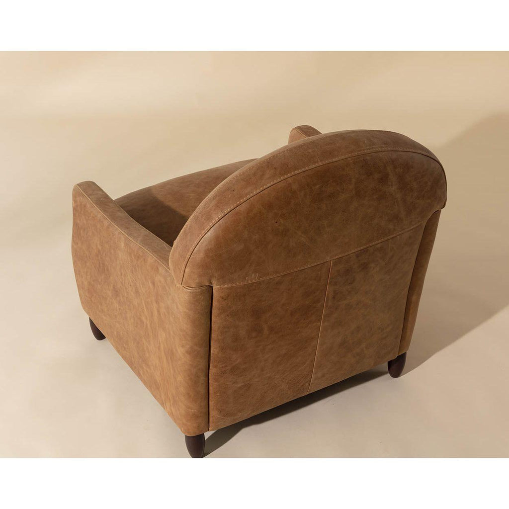 Fauteuil de salon traditionnel en cuir et bois avec cadre en bois massif pour salon