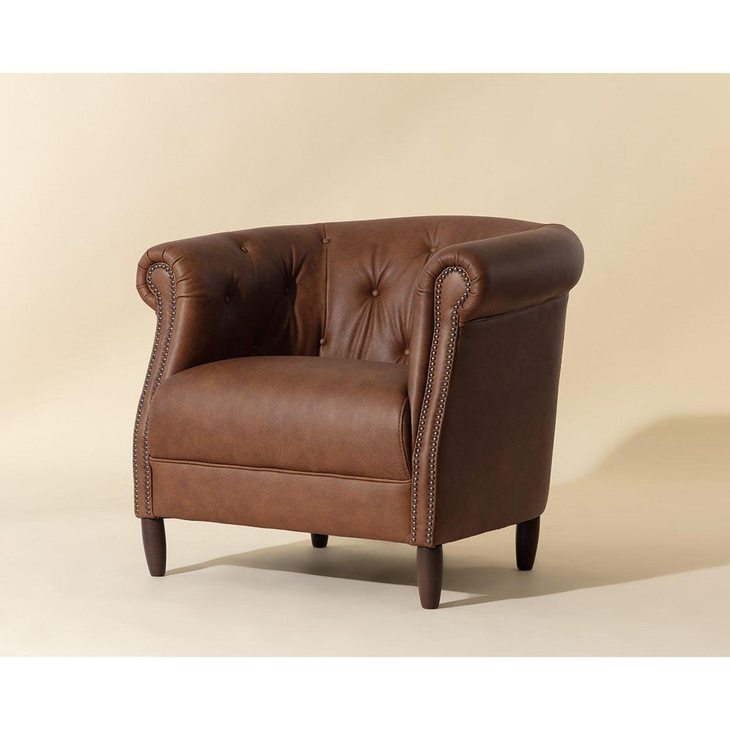 Fauteuil de salon traditionnel en cuir avec assise rembourrée pour le salon