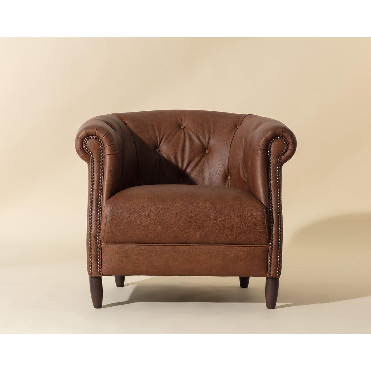 Fauteuil de salon traditionnel en cuir avec assise rembourrée pour le salon