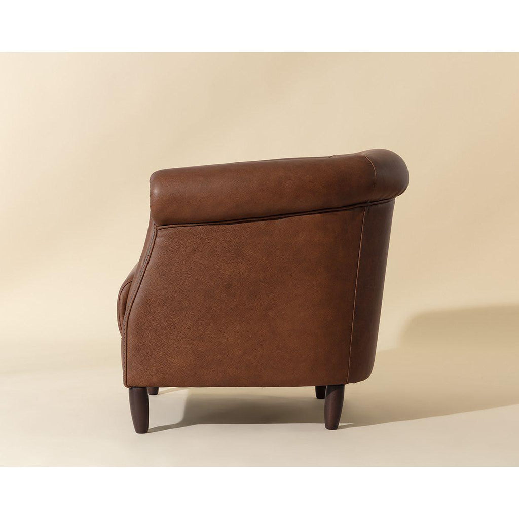 Fauteuil de salon traditionnel en cuir avec assise rembourrée pour le salon