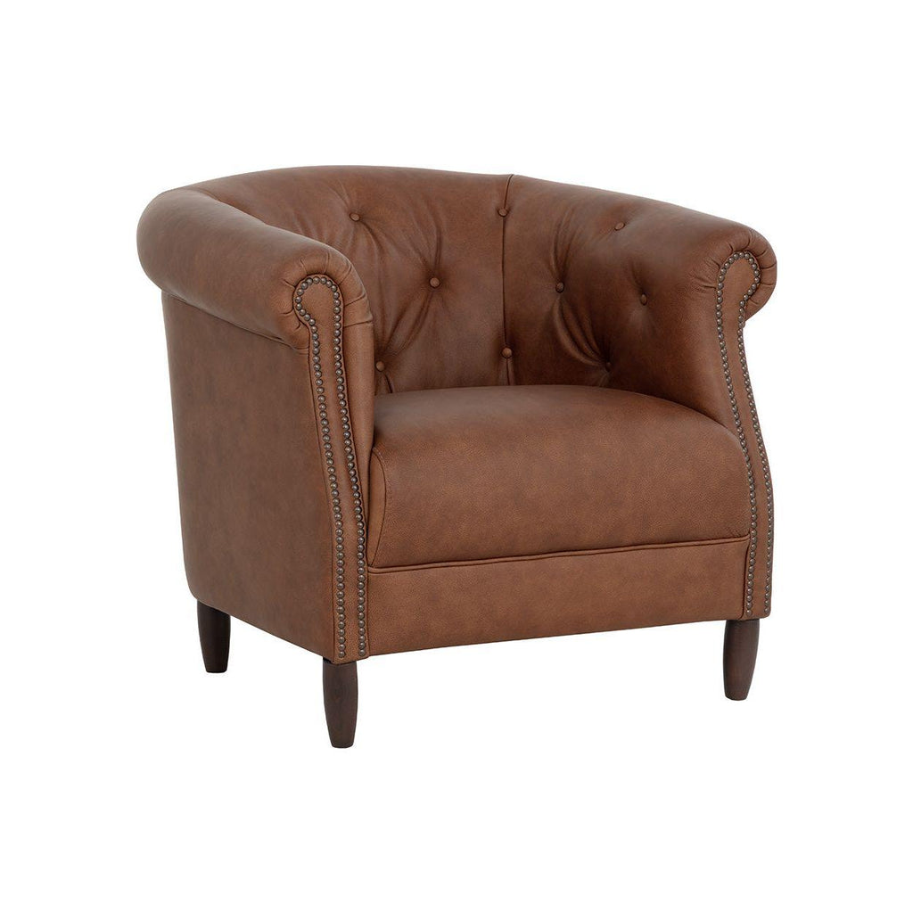 Fauteuil de salon traditionnel en cuir avec assise rembourrée pour le salon