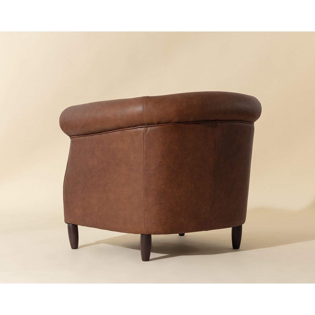 Fauteuil de salon traditionnel en cuir avec assise rembourrée pour le salon