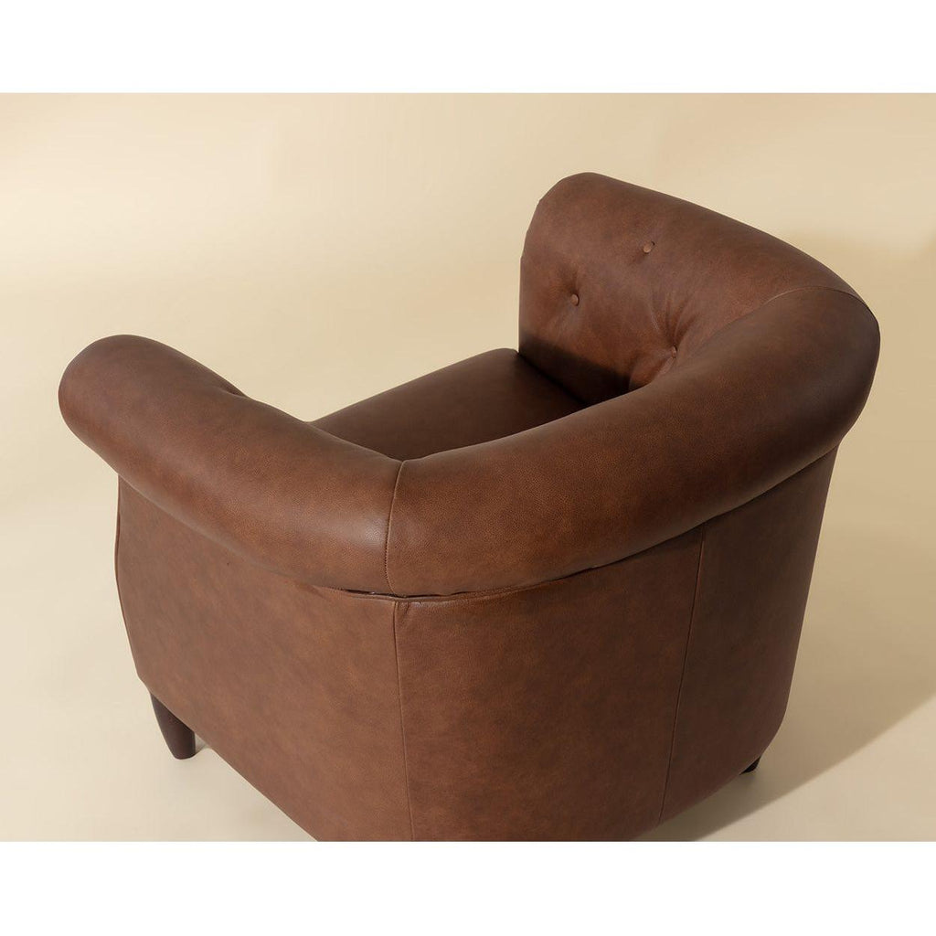 Fauteuil de salon traditionnel en cuir avec assise rembourrée pour le salon