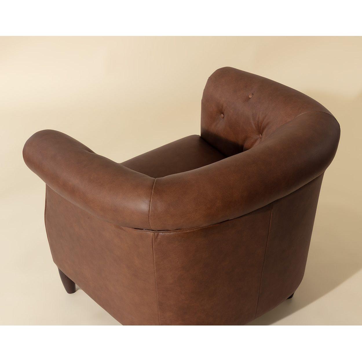 Fauteuil de salon traditionnel en cuir avec assise rembourrée pour le salon