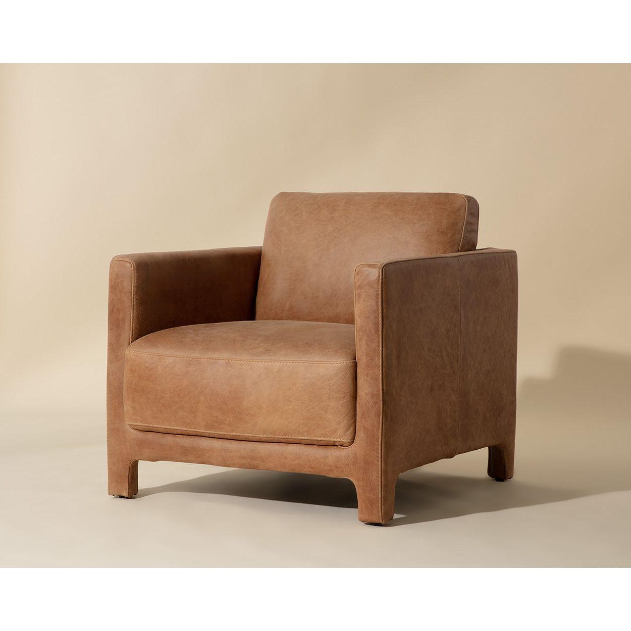 Fauteuil de salon moderne en cuir et tissu avec assise rembourrée pour le salon