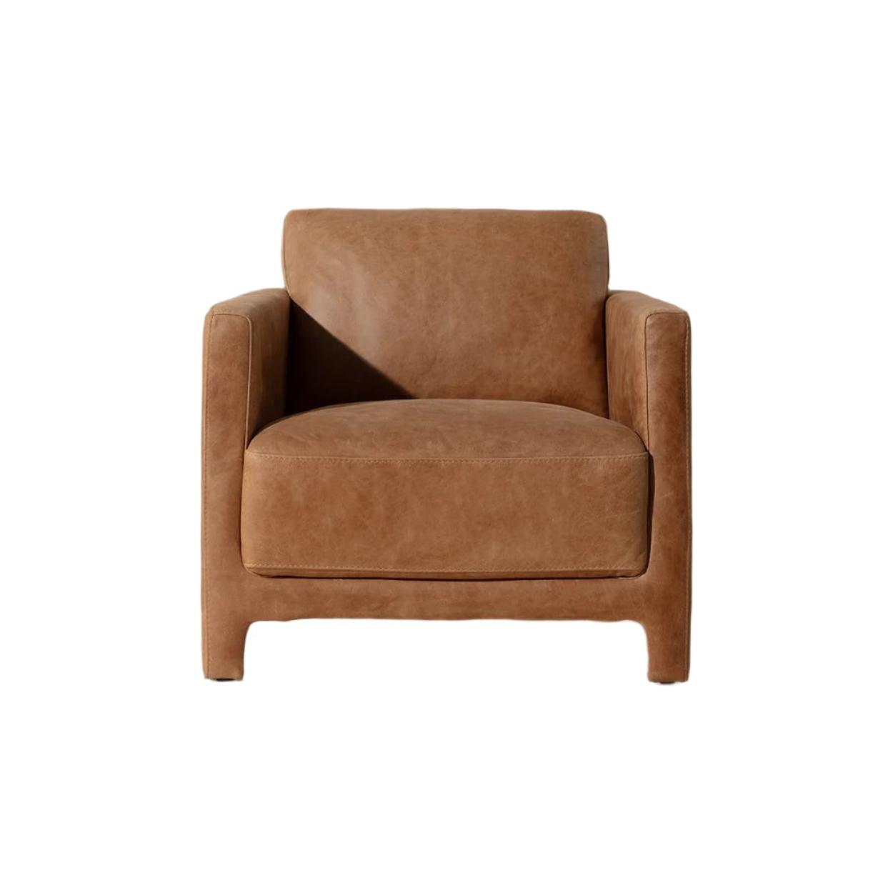 Fauteuil de salon moderne en cuir et tissu avec assise rembourrée pour le salon
