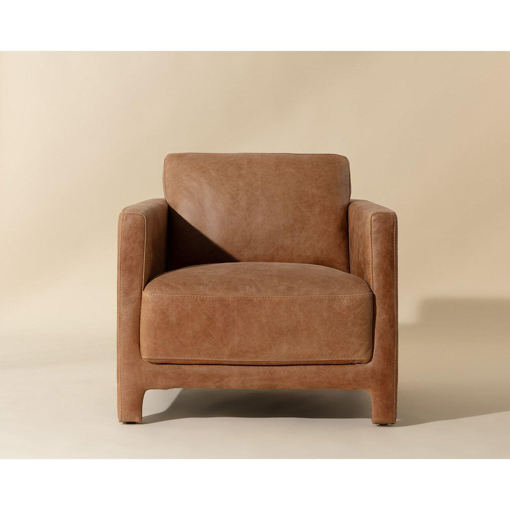 Fauteuil de salon moderne en cuir et tissu avec assise rembourrée pour le salon