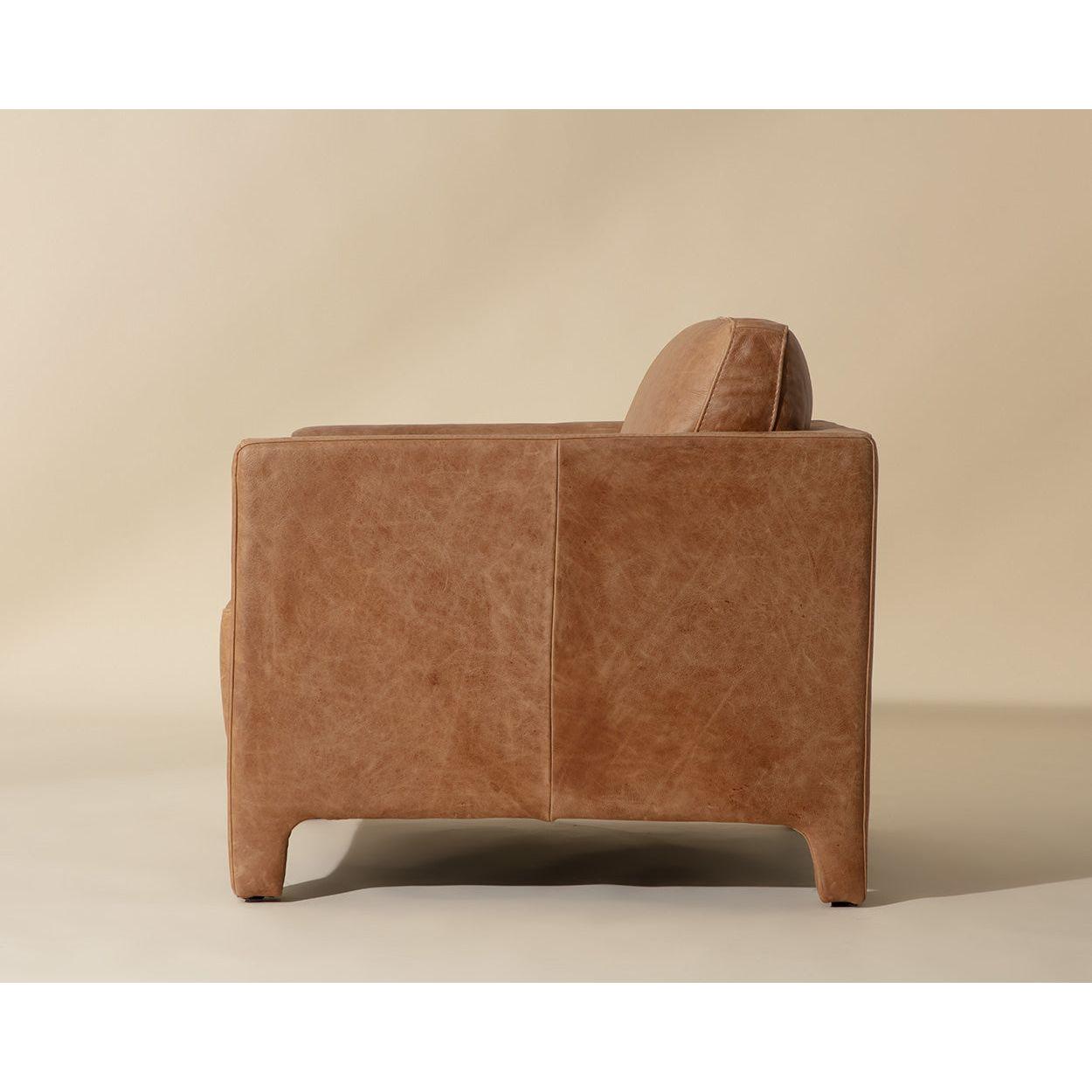 Fauteuil de salon moderne en cuir et tissu avec assise rembourrée pour le salon