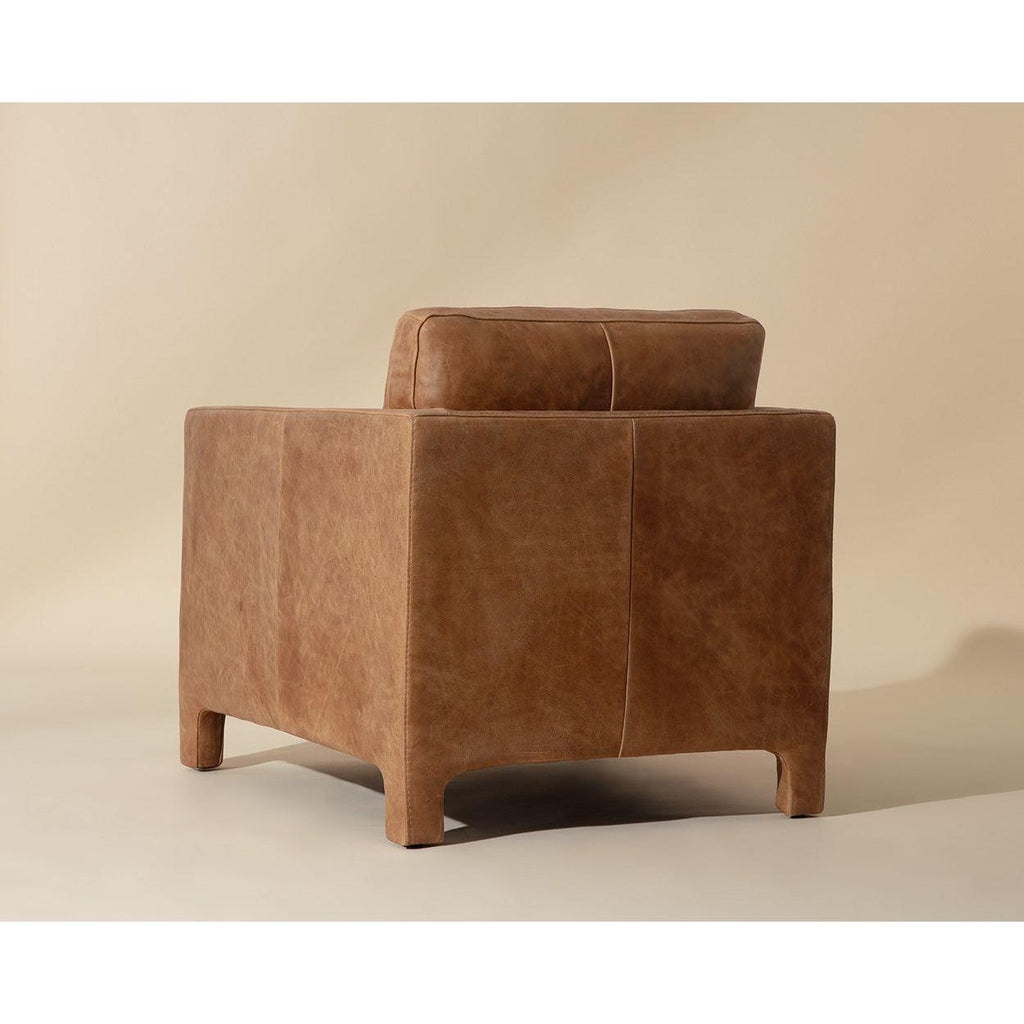 Fauteuil de salon moderne en cuir et tissu avec assise rembourrée pour le salon